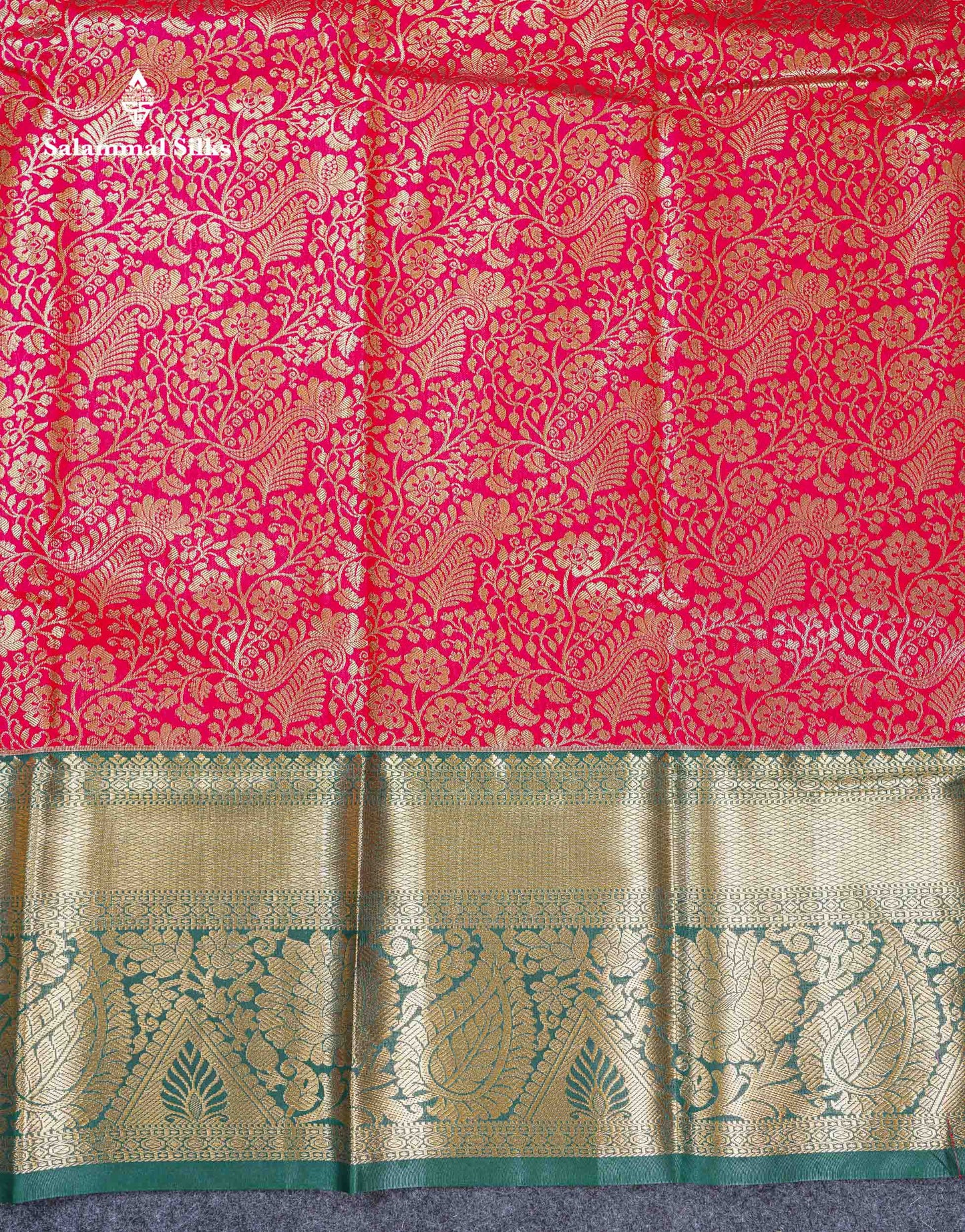 Beautiful Chilly Red Bridal Semi Silk Saree With Contrast Bottle Green Traditional Evening Morning Border