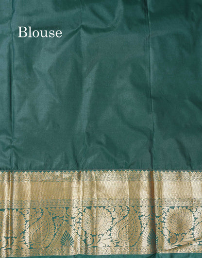 Beautiful Chilly Red Bridal Semi Silk Saree With Contrast Bottle Green Traditional Evening Morning Border