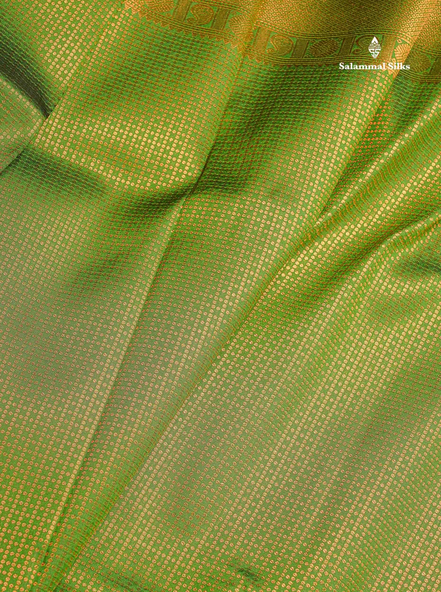 Semi Silk Saree - Parrot Green Colour Body With Contrast Teal Green Blouse