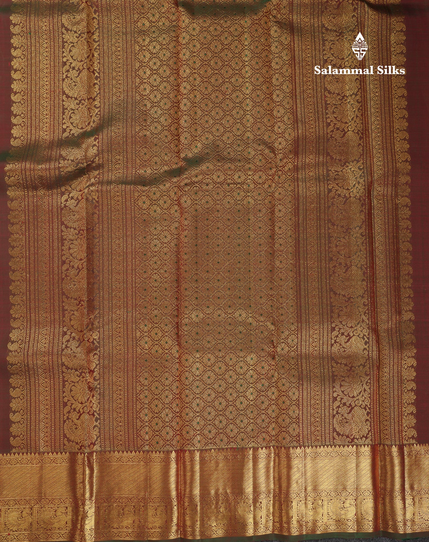 Beautiful Dual Tone Maroon Pure Kanjivaram Silk Saree With Traditional Evening Morning Border