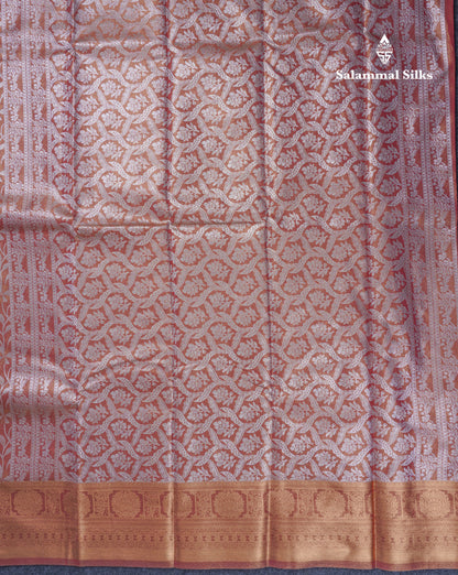 Brown Tissue Bridal Semi Silk Saree With Self Border