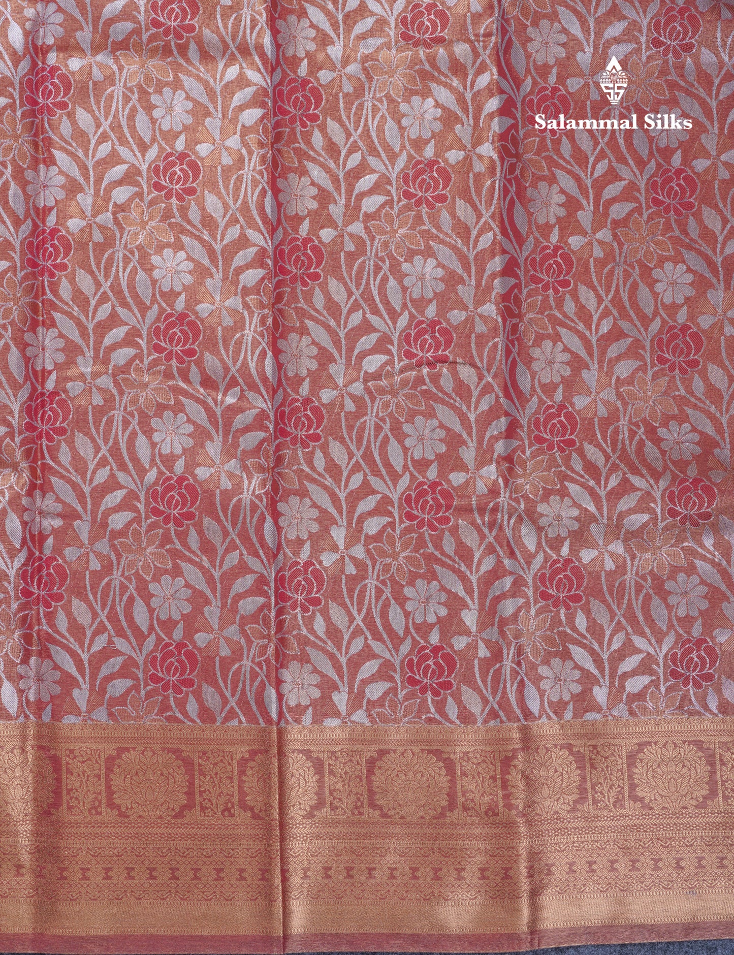 Brown Tissue Bridal Semi Silk Saree With Self Border