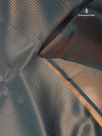 Semi Silk Saree - Parrot Green Colour Body With Contrast Teal Green Blouse