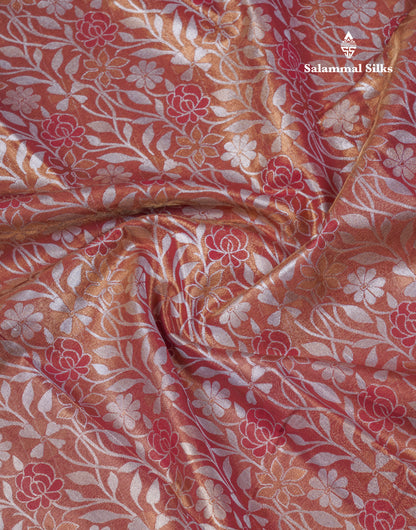 Brown Tissue Bridal Semi Silk Saree With Self Border