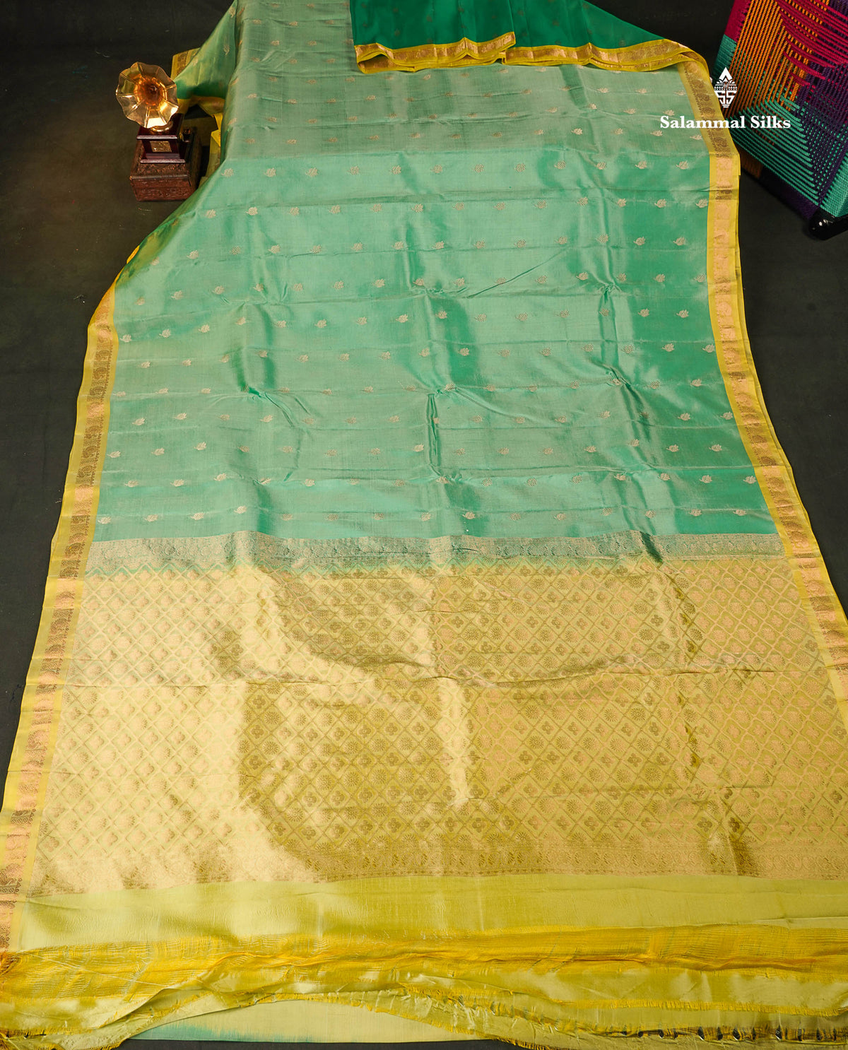 Pure Mix Silk Saree - Light Green Colour Body With Contrast Light Yellow Small Border