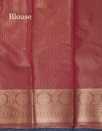Brown Tissue Bridal Semi Silk Saree With Self Border