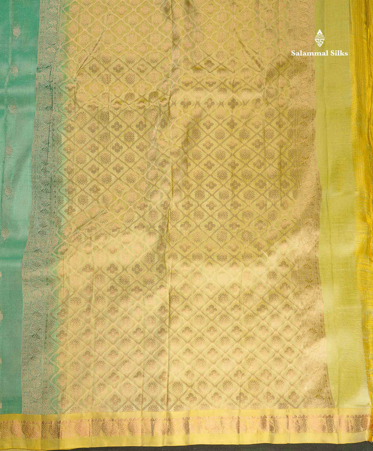 Pure Mix Silk Saree - Sapphire Green Colour Body With Contrast Light Green Small Border
