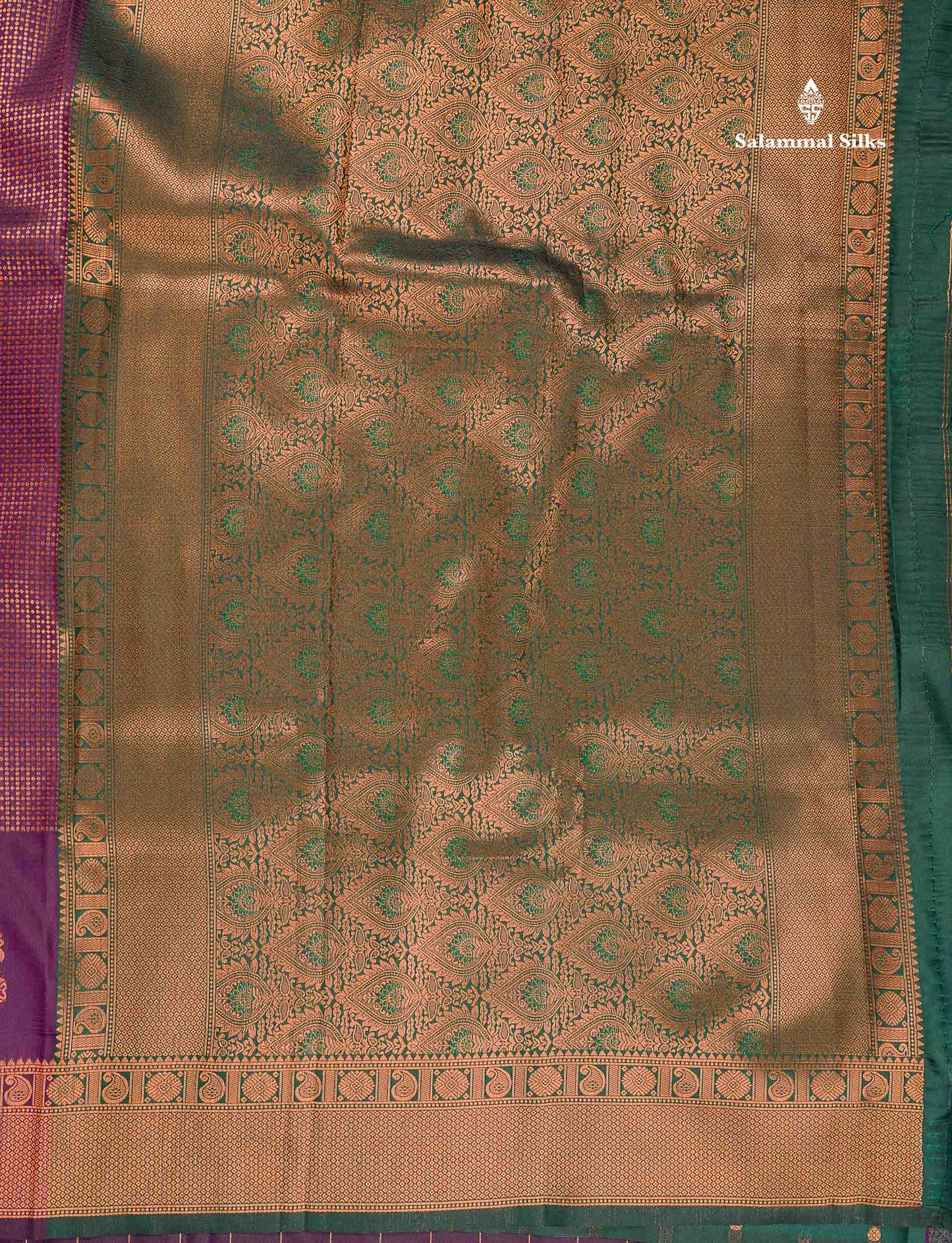 Semi Silk Saree - Parrot Green Colour Body With Contrast Teal Green Blouse