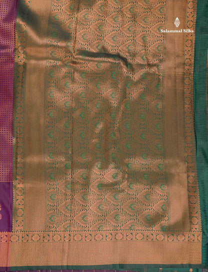 Semi Silk Saree - Parrot Green Colour Body With Contrast Teal Green Blouse