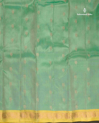 Pure Mix Silk Saree - Sapphire Green Colour Body With Contrast Light Green Small Border