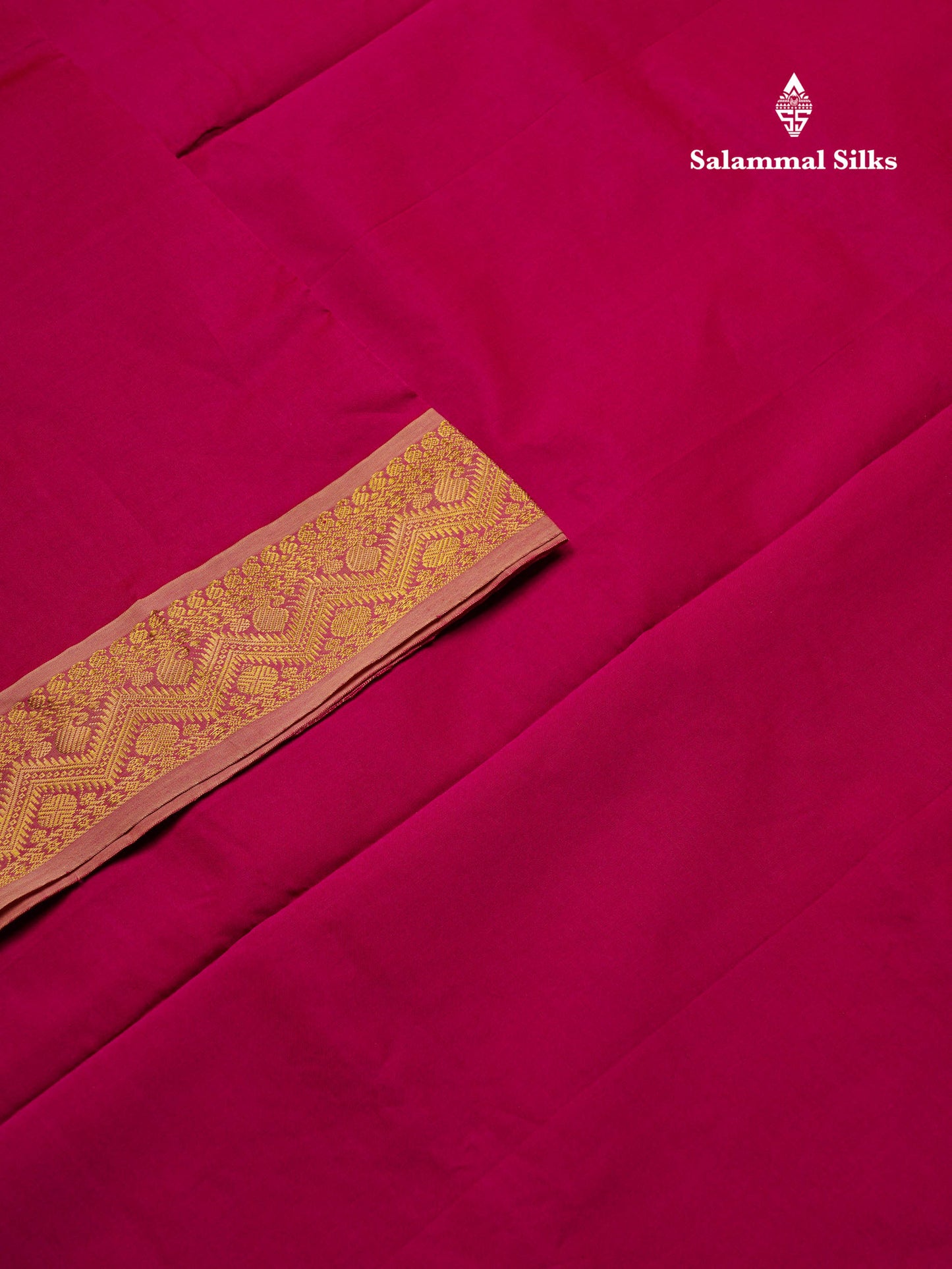 Beautiful Rani Pink Plain Semi Silk Cotton Saree With Contrast Dark Sandal Blouse