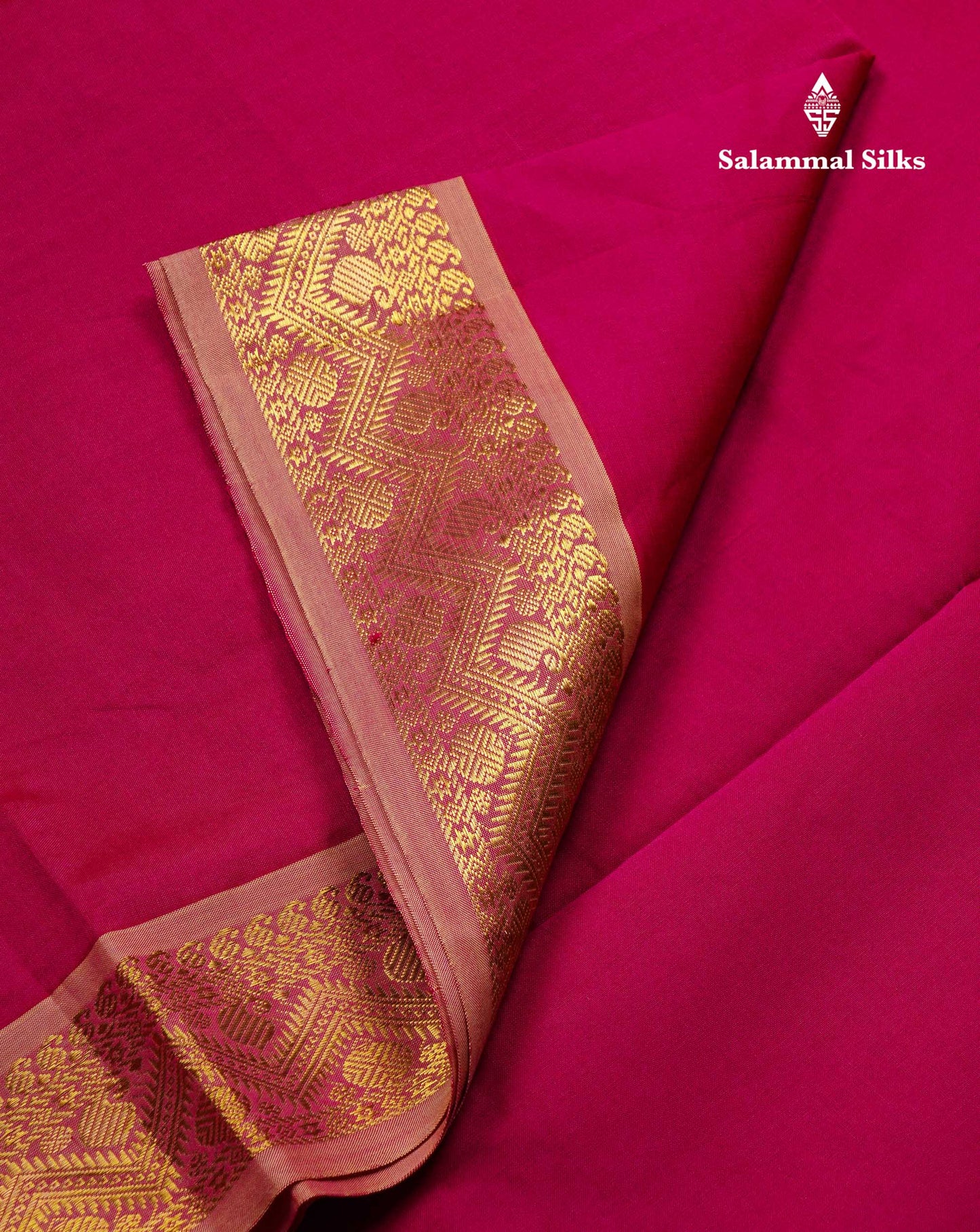 Beautiful Rani Pink Plain Semi Silk Cotton Saree With Contrast Dark Sandal Blouse
