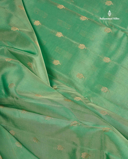 Pure Mix Silk Saree - Sapphire Green Colour Body With Contrast Light Green Small Border