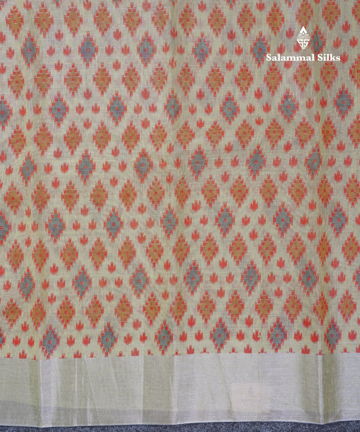 Light Yellow Tissue Kota Cotton Printed Saree With Tissue Border