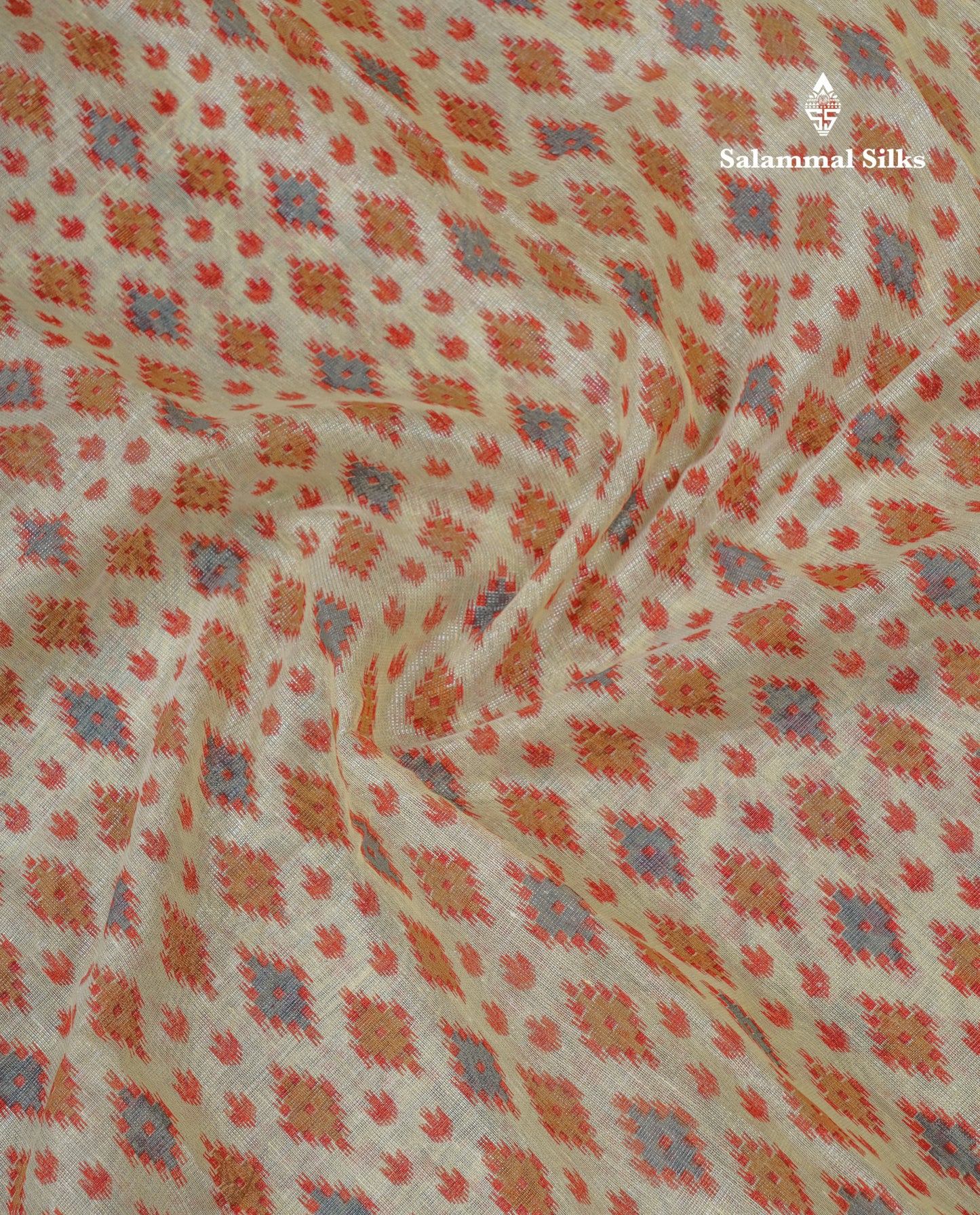 Light Yellow Tissue Kota Cotton Printed Saree With Tissue Border