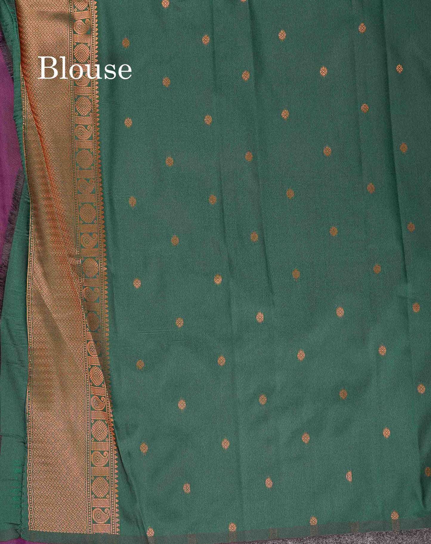 Semi Silk Saree - Parrot Green Colour Body With Contrast Teal Green Blouse
