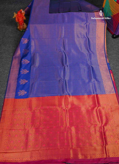 Semi Silk Saree - Parrot Green Colour Body With Contrast Teal Green Blouse