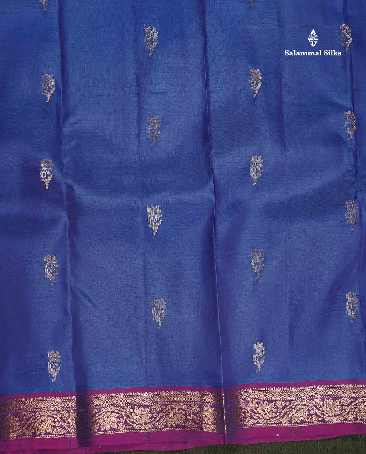 Pure Mix Silk Saree - Royal Blue Colour Body With Contrast Purple Small Border