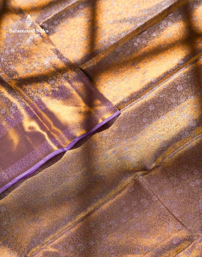 Beautiful Light Lavender Tissue Bridal Pure Kanjivaram Silk Saree With Traditional Border