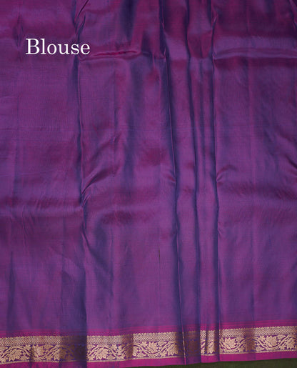Pure Mix Silk Saree - Royal Blue Colour Body With Contrast Purple Small Border