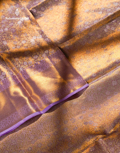 Beautiful Light Lavender Tissue Bridal Pure Kanjivaram Silk Saree With Traditional Border