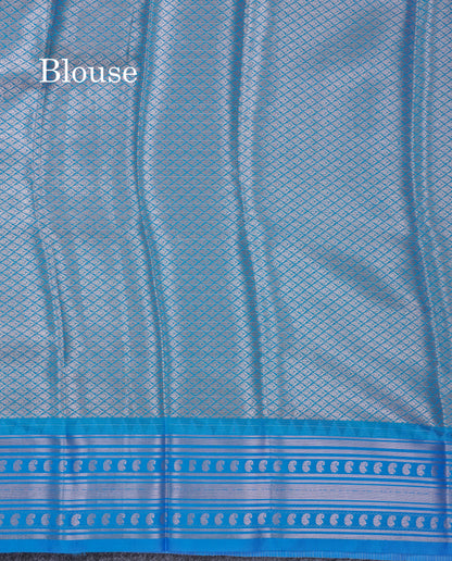 Half White Printed Cotton Mix Saree With Contrast Ganga Jamuna Traditional Border