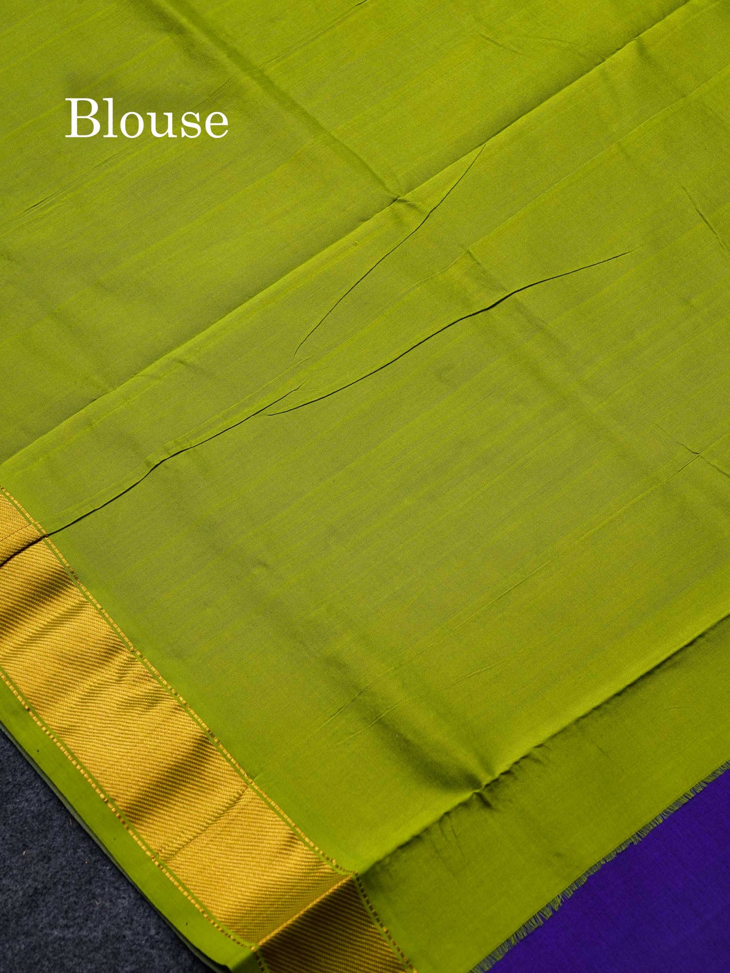 Beautiful Violet Plain Semi Silk Cotton Saree With Contrast Parrot Green Blouse