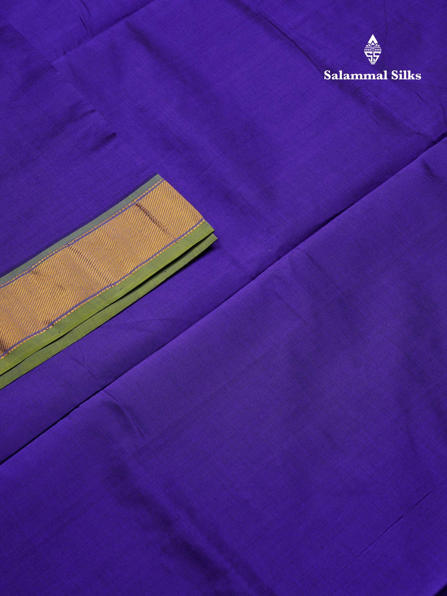 Beautiful Violet Plain Semi Silk Cotton Saree With Contrast Parrot Green Blouse