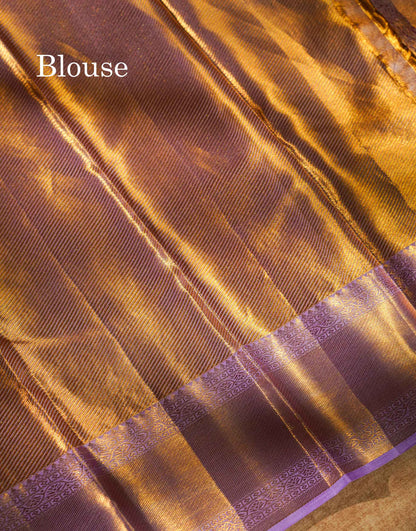 Beautiful Light Lavender Tissue Bridal Pure Kanjivaram Silk Saree With Traditional Border