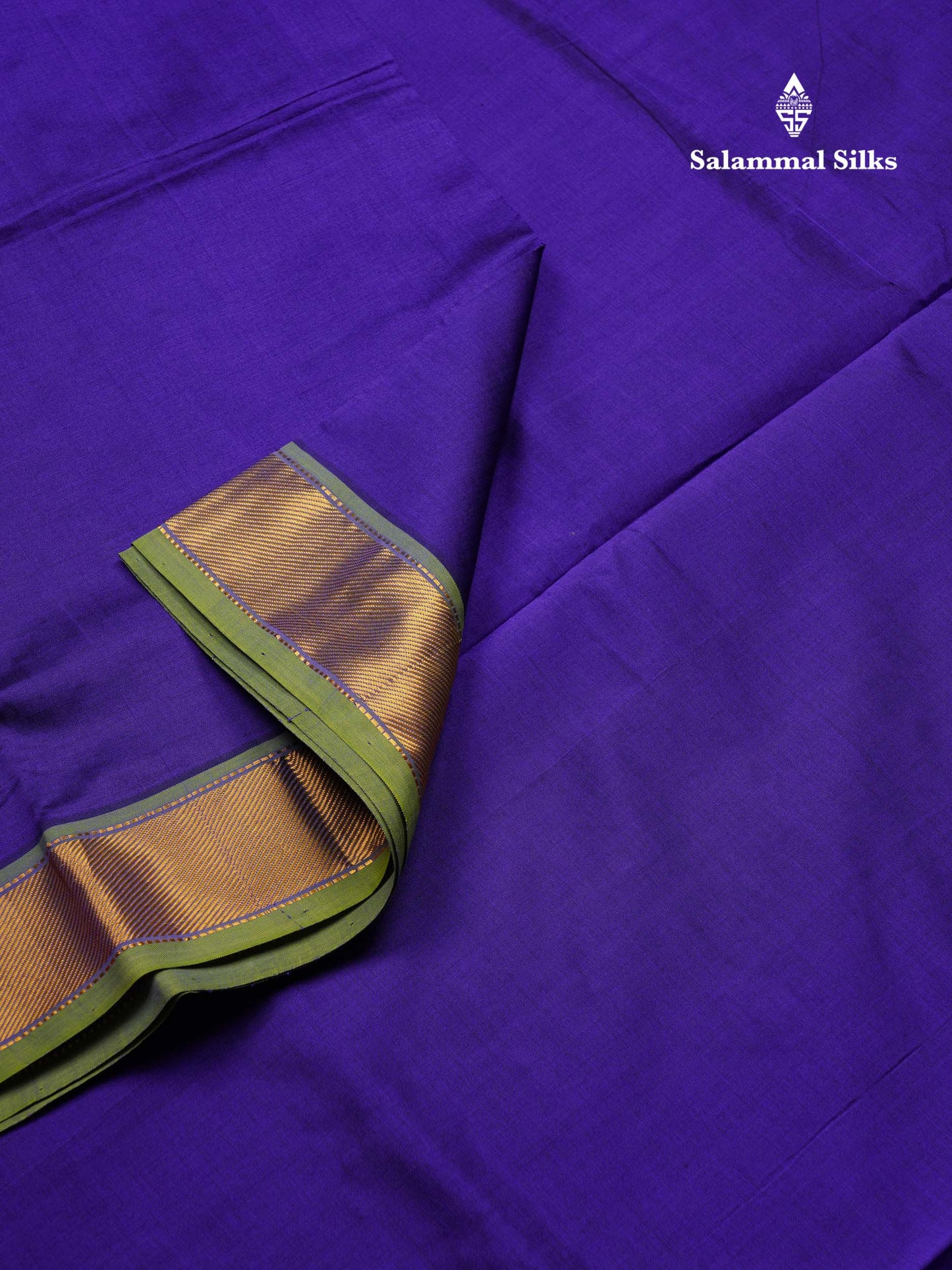 Beautiful Violet Plain Semi Silk Cotton Saree With Contrast Parrot Green Blouse