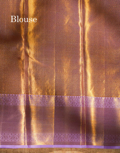 Beautiful Light Lavender Tissue Bridal Pure Kanjivaram Silk Saree With Traditional Border