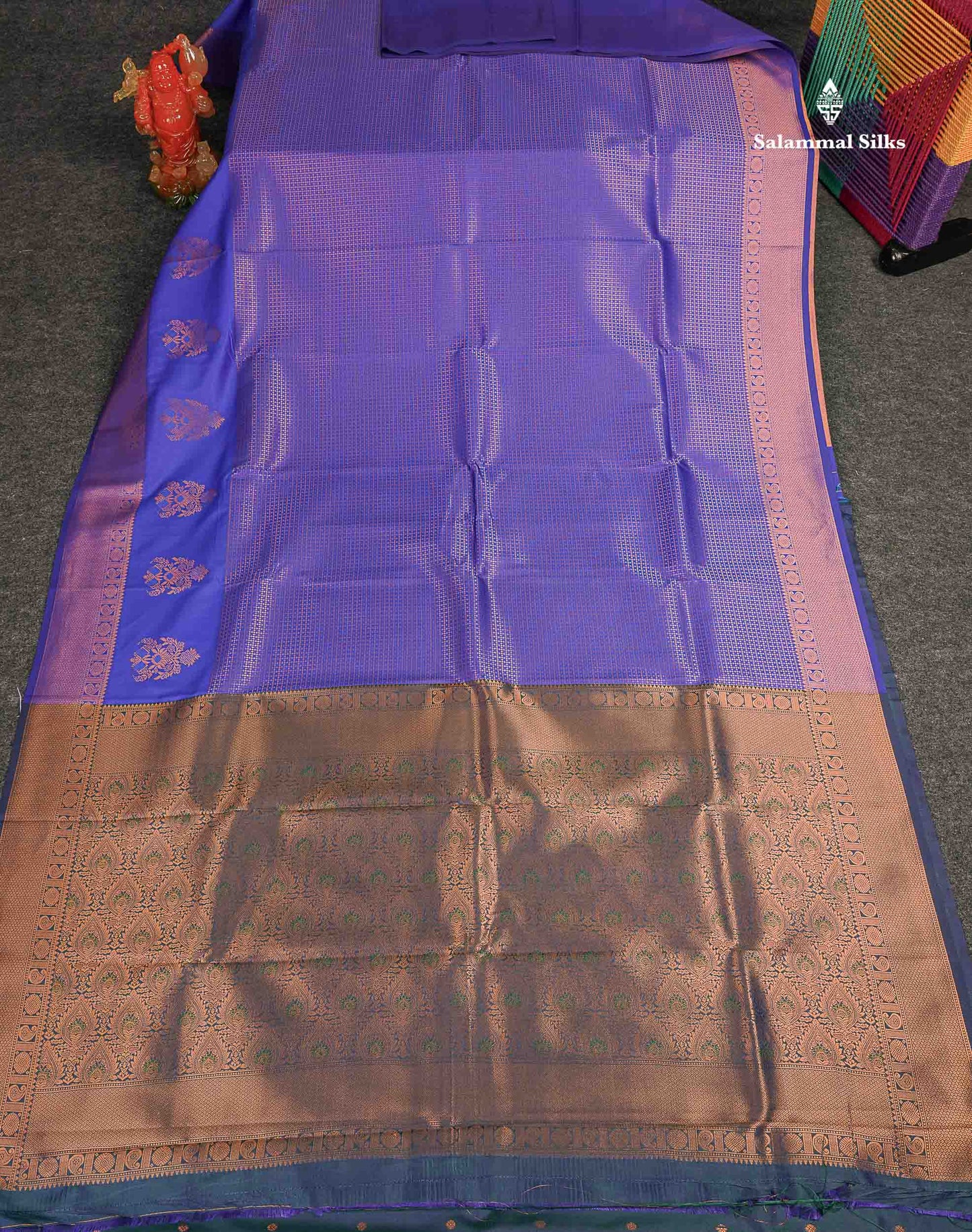 Semi Silk Saree - Parrot Green Colour Body With Contrast Teal Green Blouse