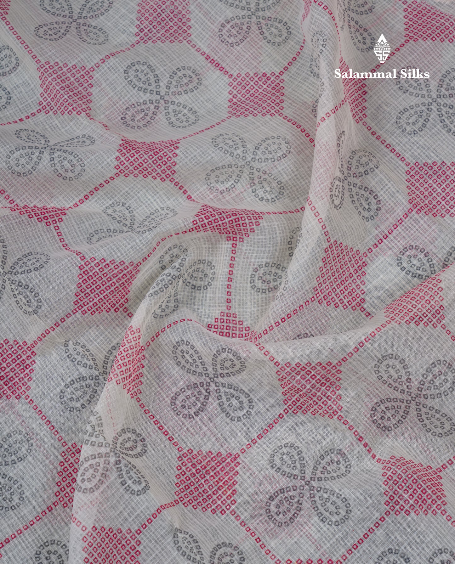 Half White Printed Cotton Mix Saree With Contrast Ganga Jamuna Traditional Border