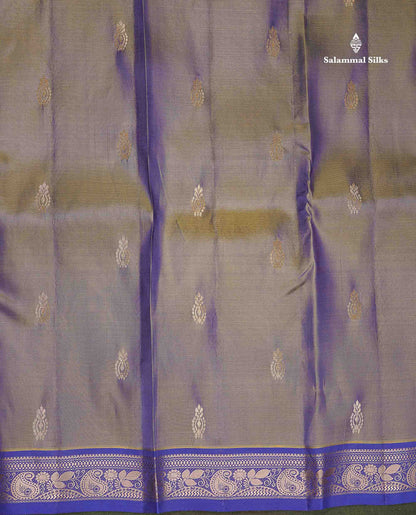 Pure Mix Silk Saree - Dual Tone Green Colour Body With Contrast Violet Small Border