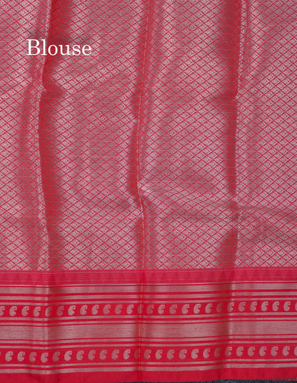 Half White Printed Cotton Mix Saree With Contrast Ganga Jamuna Traditional Border