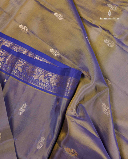 Pure Mix Silk Saree - Dual Tone Green Colour Body With Contrast Violet Small Border