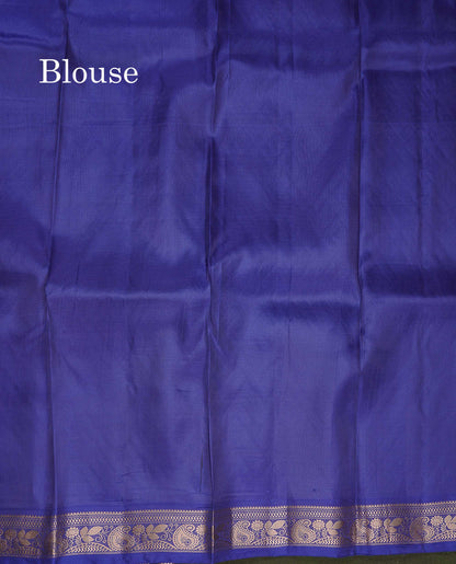 Pure Mix Silk Saree - Dual Tone Green Colour Body With Contrast Violet Small Border