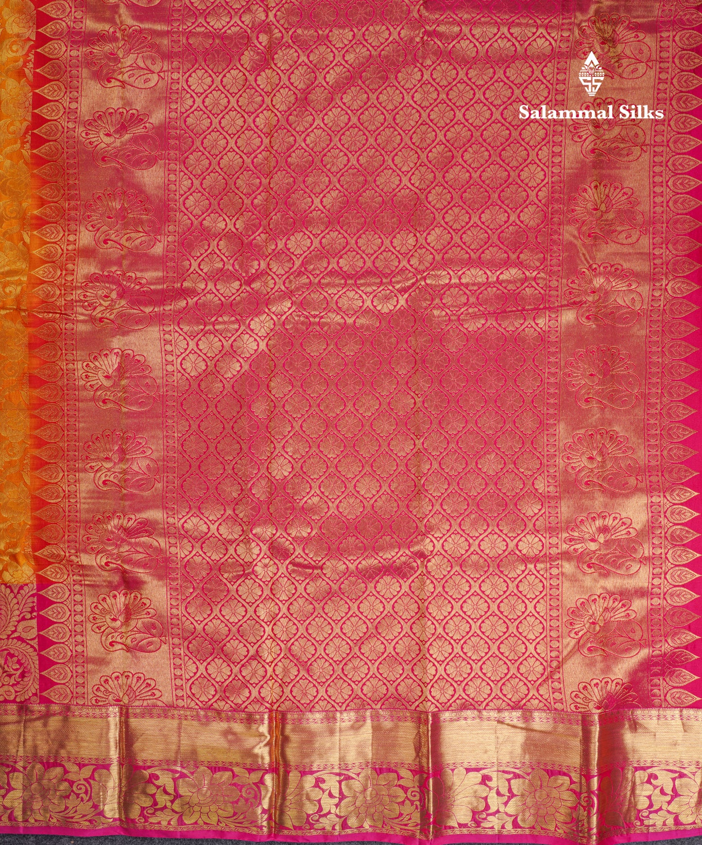 Beautiful Mustard Yellow Puremix Silk Saree With Contrast Pink Traditional Evening Morning Border