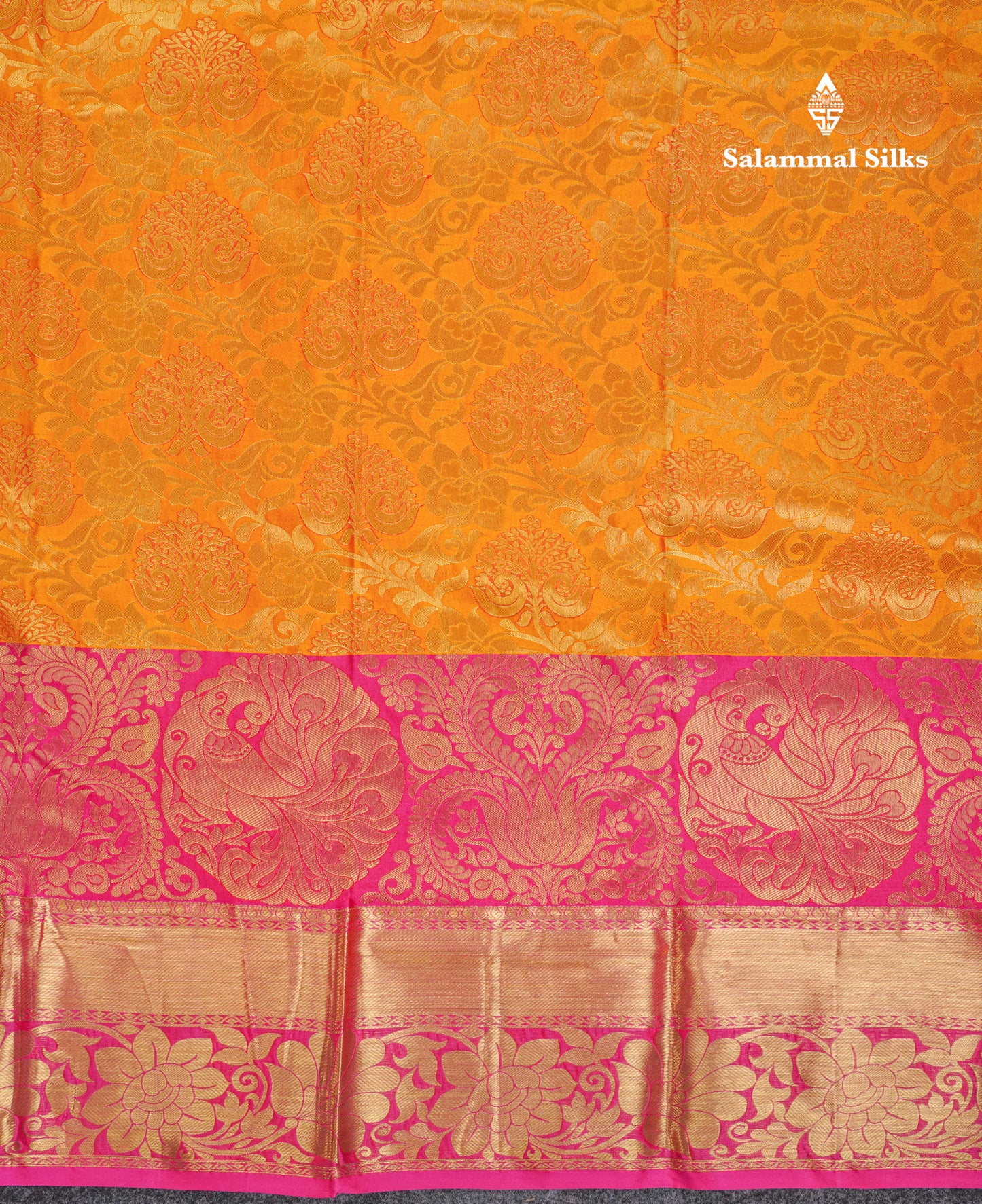 Beautiful Mustard Yellow Puremix Silk Saree With Contrast Pink Traditional Evening Morning Border