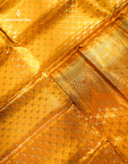 Gold Colour Tissue Bridal Pure Kanjivaram Silk Saree With Fancy Turning Border