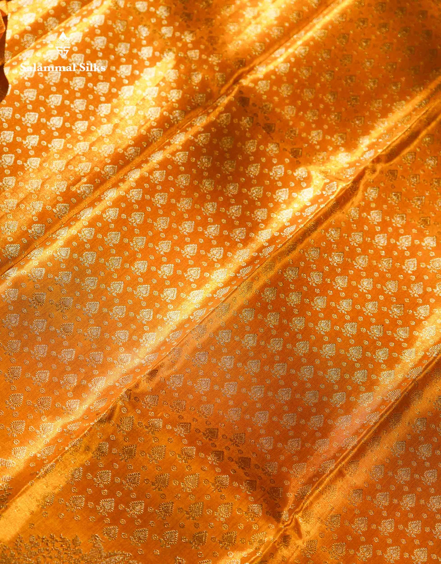 Gold Colour Tissue Bridal Pure Kanjivaram Silk Saree With Fancy Turning Border