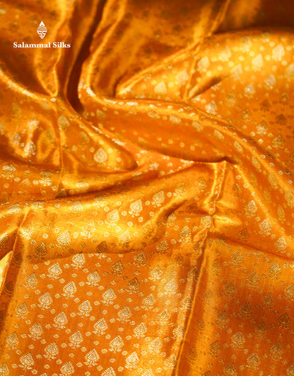 Gold Colour Tissue Bridal Pure Kanjivaram Silk Saree With Fancy Turning Border