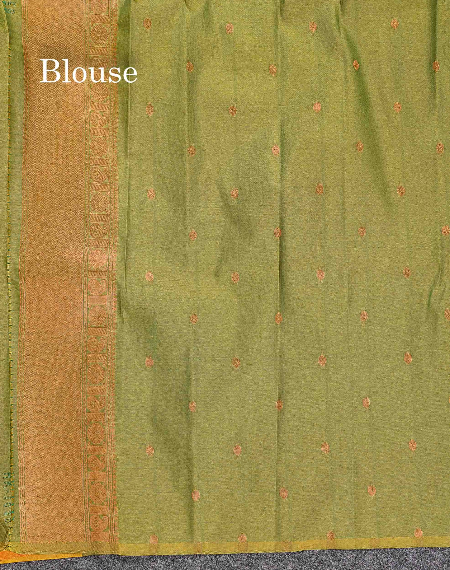Semi Silk Saree - Parrot Green Colour Body With Contrast Teal Green Blouse