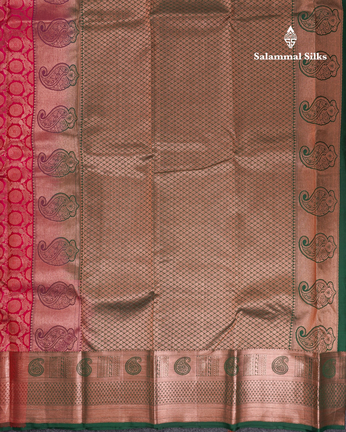 Beautiful Dual Tone Pink Pure Kanjivaram Silk Saree With Contrast Bottle Green Blouse