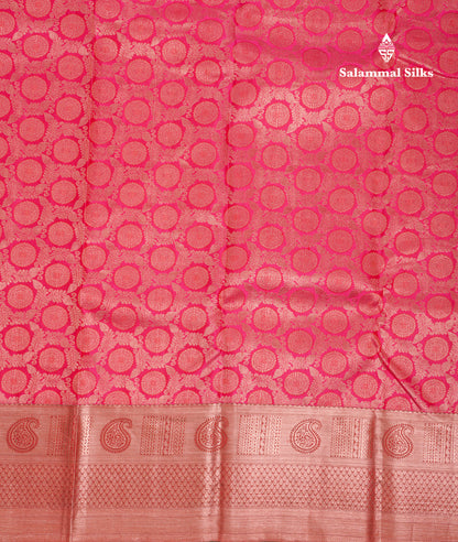 Beautiful Dual Tone Pink Pure Kanjivaram Silk Saree With Contrast Bottle Green Blouse
