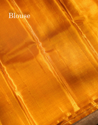 Gold Colour Tissue Bridal Pure Kanjivaram Silk Saree With Fancy Turning Border