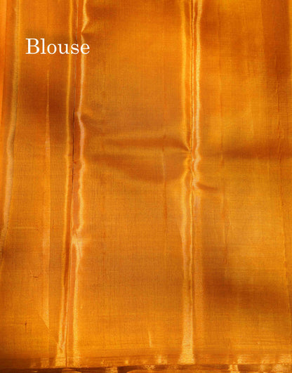 Gold Colour Tissue Bridal Pure Kanjivaram Silk Saree With Fancy Turning Border