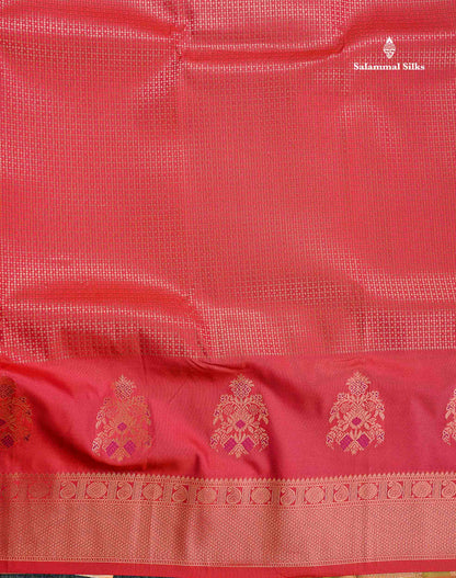 Semi Silk Saree - Parrot Green Colour Body With Contrast Teal Green Blouse