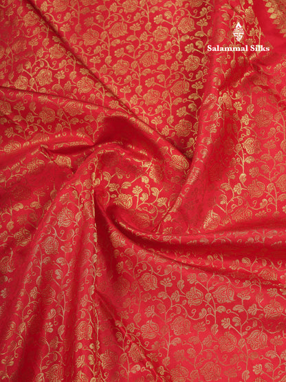 Beautiful Red Bridal Pure Kanjivaram Silk Saree With Traditional Border