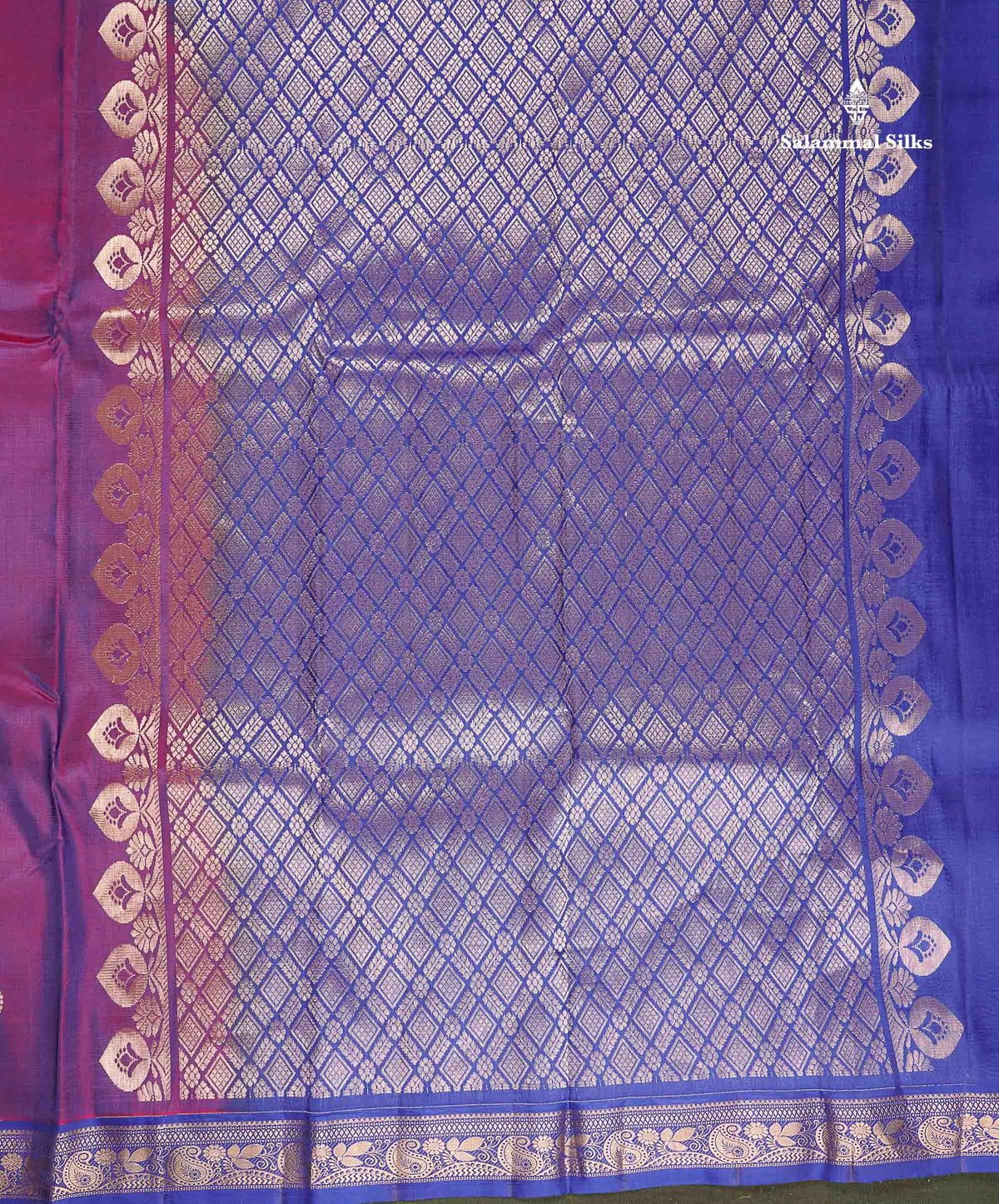 Pure Mix Silk Saree - Dual Tone Green Colour Body With Contrast Violet Small Border